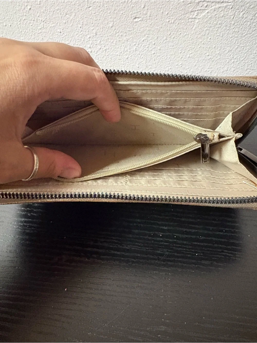 Taupe Pebbled Zip Around Wallet Organizer Neutral